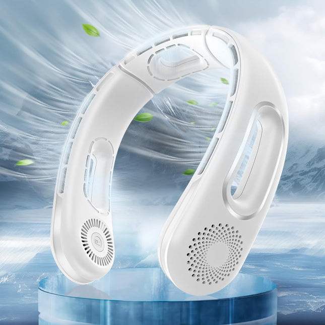 Neck Fan, Hands Free Bladeless Neck Fans Portable Rechargeable, 360° Cooling Neck Fan, 4 Speeds, Quiet, 5200 Mah Battery Operated