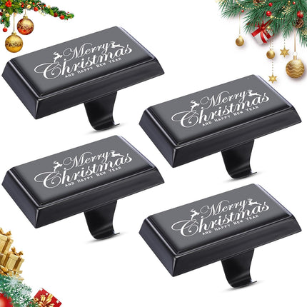 4 Pcs Christmas Stocking Holders Mantle Hanging Hooks Weighted Metal Stocking Hangers DIY Stocking Holders Holiday Fireplace Stand Hanger Holder for Xmas Party Decoration (Black)