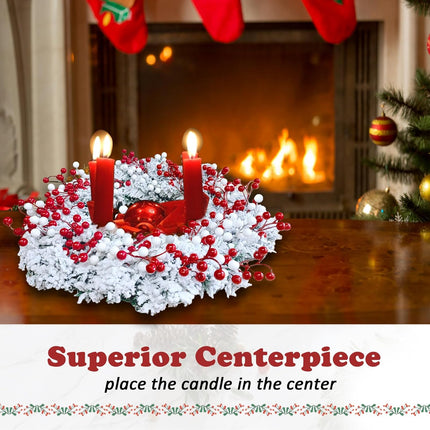 Winter Wreaths for Front Door, Outdoor Christmas Wreath Large White Xmas Reef Decorations with Snow Flocked Pine Red Berry 16" 20 inch Handmade Premium Holiday Indoor Outside Decor