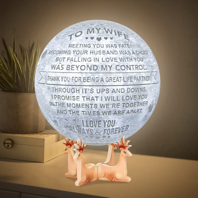Engraved 3D Moon Lamp for Wife,Personalized 5.9 Inch 3D Printing Moon Light for Wife Valentine's Christmas (for Wife-02)
