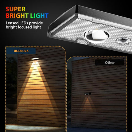 Solar Fence Lights,RGB & Warm White & 6 Colors Christmas Dusk to Dawn Deck Light, Fence Solar Lights Waterproof, Solar Outdoor Lights for Halloween Backyard/Railing/Wall/Step/Patio/Pool (8Pack)