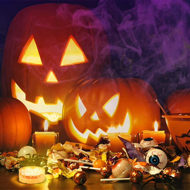 Creatrek Pumpkin Lights, 10 Color Changing LED Pumpkin Light, Battery Operated Jack O Lantern Lights for Halloween Decorations 4 Pack NO Suction Cups and NO Magnets