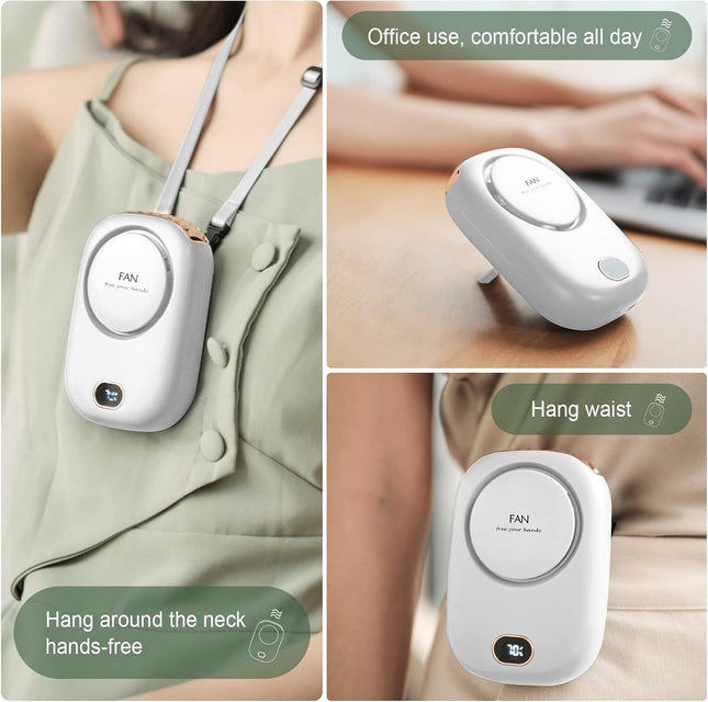 2 Pack Portable Neck Fan, Hanging Neck Fan Hands Free With Adjustable Lanyard And Bracket, Usb Rechargeable Bladeless Mini Fans