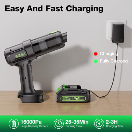 Helloleiboo Handheld Vacuum Cordless 16000Pa Car Vacuum Cleaner High Power 4 In 1 Portable Car Vacuum Cordless With Removable21V Rechargeable Battery For Car Home Office Pet
