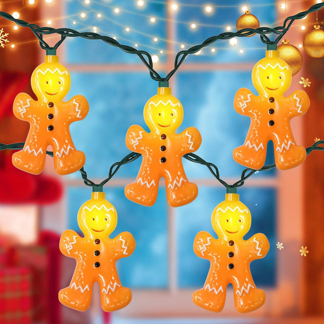 8.5Ft LED Christmas Gingerbread Lights Gingerbread Man String Lights with 10 Pack Cute Gingerbread Man for Indoor Outdoor Christmas Decorations for Christmas Tree Home Party, 0.48W