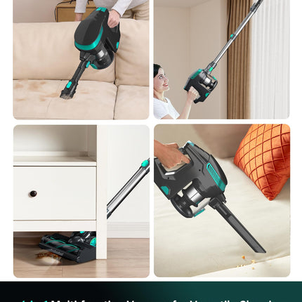 Fabuletta Cordless Vacuum Cleaner With 50 Mins Runtime, 30Kpa Powerful Suction Stick Vacuum, 3 Suction Modes, 6 In 1 Lightweight Wireless Vacuum Cleaners For Home Pet Hair Carpet Hardwood Floor