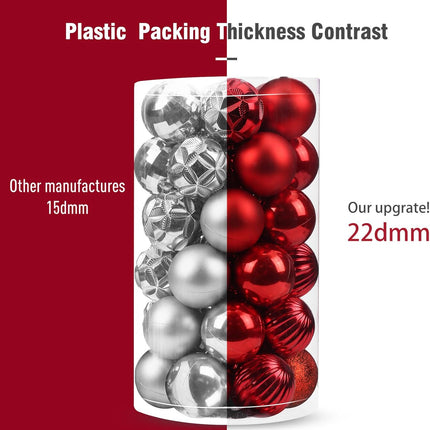 41ct Christmas Balls Shatterproof Hanging Decorations Set for Xmas Tree Garland Ornaments (Red, 2.36''/60mm)