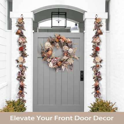 Artgar 6 FT Fall Garland - Fall Leaf Garland, Magnolia Pomegranate Garland with Pine Cones for Fall Harvest Thanksgiving Farmhouse Decorations, Dining Table Mantle Fireplace Porch Indoor Outdoor Decor