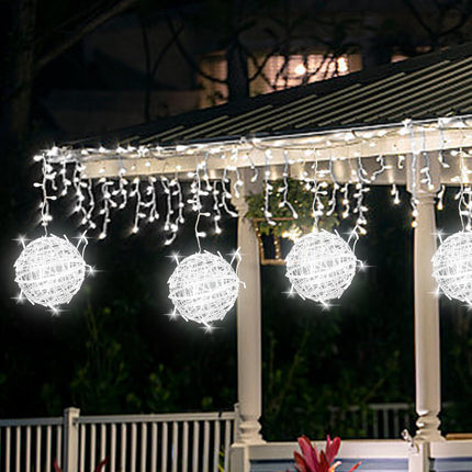 Outdoor Balls Lights Hanging Tree Garden Lights - 4 Pack 7.87" Sphere Lights with Plug in Globe Lights for Trees Party Wedding Yard Garden Porch Patio Decoration(Cool White)