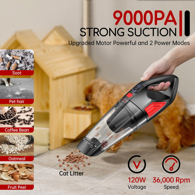 Handheld Vacuum Cordless Rechargeable Car Vacuum 9000Pa, Lightweight Portable Hand Vacuum, Hand Held Vacuum With 500Ml Dustbin, Dust Busters Cordless Rechargeable Mini Vacuum For Carhome