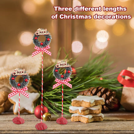 3 Pieces Christmas Table Decorations Merry Christmas Wreath Set with Buffalo Plaid Ribbon Bow Red Green Christmas Tiered Tray Decor Christmas Table Centerpieces Tabletop for Home Xmas Party Office