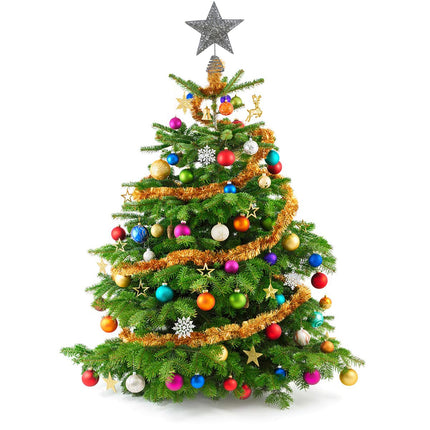 Silver Metal Christmas Tree Topper Glittered Xmas Treetop Hollow Star Topper for Christmas Party Home Decoration