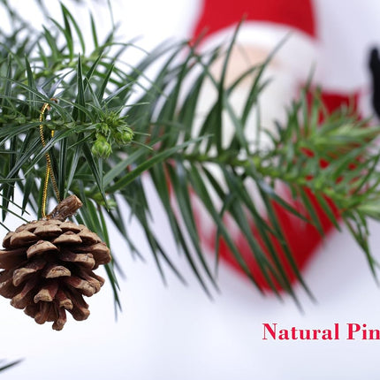 24 Pcs Natural Pine Cones with Gold Hanging Strings, Christmas Ornaments for Christmas Tree Decoration, DIY Crafts, Holiday, Wedding, Party, Home Decor