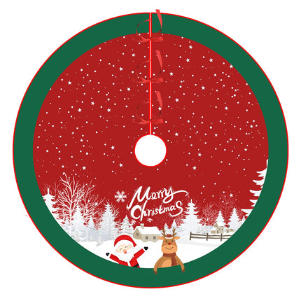 Christmas Tree Skirt Red and Green Tree Skirt Ornaments Soft Plush Christmas Tree Mat with Santa Snow Claus Deer for Decorations Holiday Party Indoor Outdoor 48 Inches
