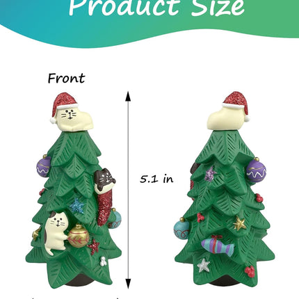 5.1 Inch Resin Christmas Cat Tree - Perfect for Office, Home or - Adorable Mini Christmas Tree with Cute Cat Kitten Figurines Cute Christmas Decoration for Cat Lovers