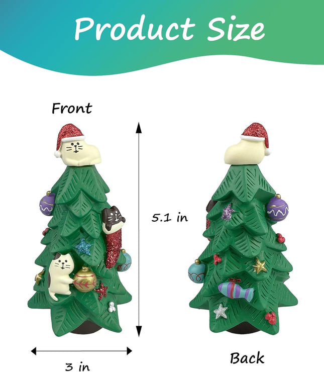 5.1 Inch Resin Christmas Cat Tree - Perfect for Office, Home or - Adorable Mini Christmas Tree with Cute Cat Kitten Figurines Cute Christmas Decoration for Cat Lovers