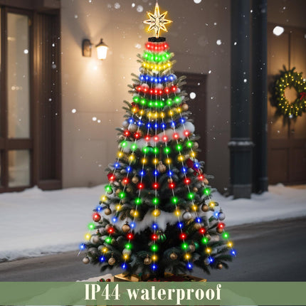 Christmas Tree Lights with Ring 400LED Christmas String Lights with Bethlehem Star Topper 6.6FT x 20 Lines Waterfall Tree Lights 8 Modes & Waterproof Tree Lights for Yard Indoor Outdoor Xmas Decor