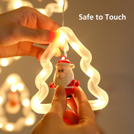 Christmas String Lights Indoor/Outdoor,10 Circle/Star/Tree Lights 120 LED Christmas Decorations Light,Christmas Window Curtain Light 16 FT Waterproof Fairy String Light Warm lamp
