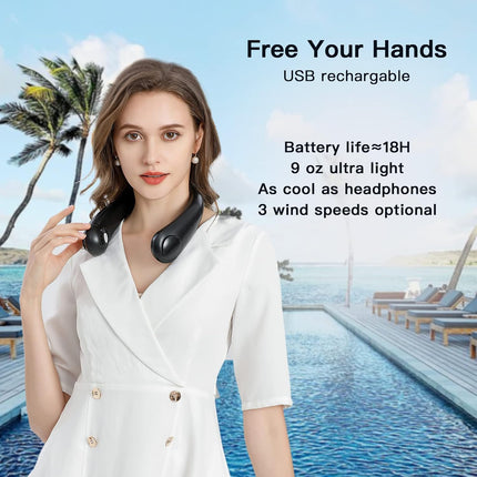 Neck Fans Portable Rechargeable 2400Mah Cufun Portable Neck Fan 360° Surround Wind Ventilador De Cuello Portatil 3 Wind Speeds