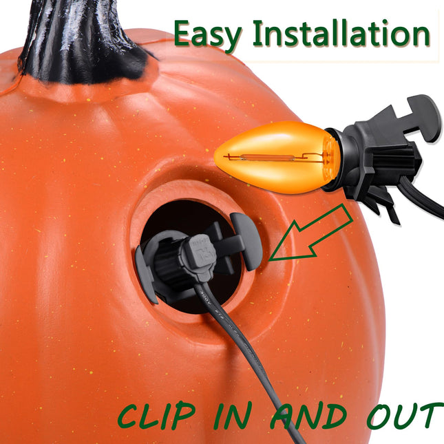 Accessory Cord with Light Bulbs,Pumpkin Clip in Light Cord,Candelabra E12 Socket UL Listed Lamp Cord with On/Off Switch for Christmas Village Houses,Blow Molds,Halloween Christmas Holiday Décor