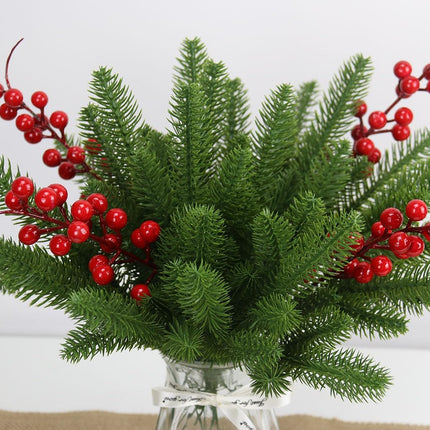 KLEWEE 60 Pcs Artificial Pine Branches, Christmas Tree Filler Branches, Realistic Faux Christmas Greenery Green Plants Pine Picks and Stems for Christmas Decorating Crafts Vase DIY Wreath Garland