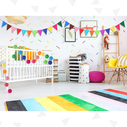 9.8 Feet Pom Pom Garland Rainbow Felt Fabric Garland Set Colorful Tassel for Classroom 3.6 Feet Felt Pennant Banner for Classroom School Christmas Home Birthday Party(Multicolor)