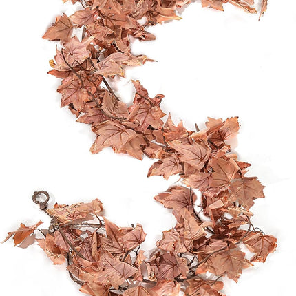 Pink Fall Garland, Fall Garland Maple Leaf, 6FT/PCS for Thanksgiving Christmas Home Outdoor Wedding Decoration (1Pcs) -C