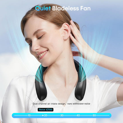 Neck Fan, 5000Mah Led Display Foldable Neck Fans Portable Rechargeable, With 3 Speeds Adjustment And Heat Sink Aluminum Sheet