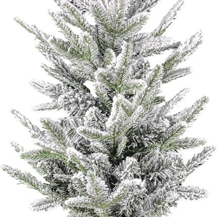 3FT Flocked Christmas Tree, Premium Xmas Tree with 496 PE&PVC Mixed Branch Tips, Unlit Premium Fir Christmas Tree for Home, Office, Party Decoration, White