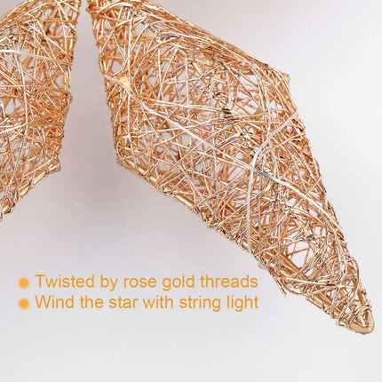 STOBOK Christmas Tree Topper Star,Rose Gold Glitter Iron Lights Xmas Tree-top Lamp Ornament Party Home Shopping Mall Tree Decor,11.6 x 10.2 inch
