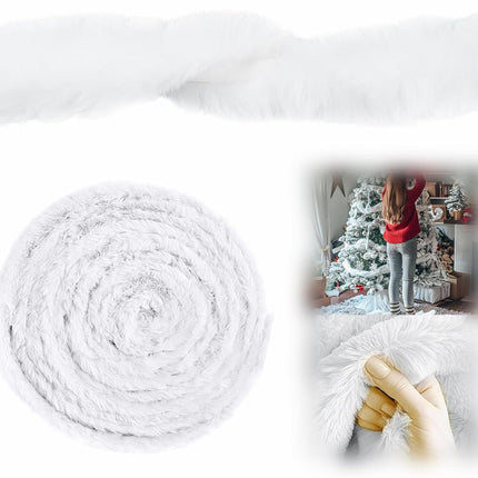 Christmas Faux Fur Trim,White Fur Garland for Christmas,Used for Decorating Christmas Trees, DIY Making Christmas Hats, Christmas Party Costume Decoration (White, 20 feet.)