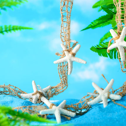 Christmas Beach Decor Starfish Garland String Light Coastal Garland Nautical Netting Garland Starfish Decorative Garland Nautical Netting Garland for Christmas Tree Home Decorations (White)