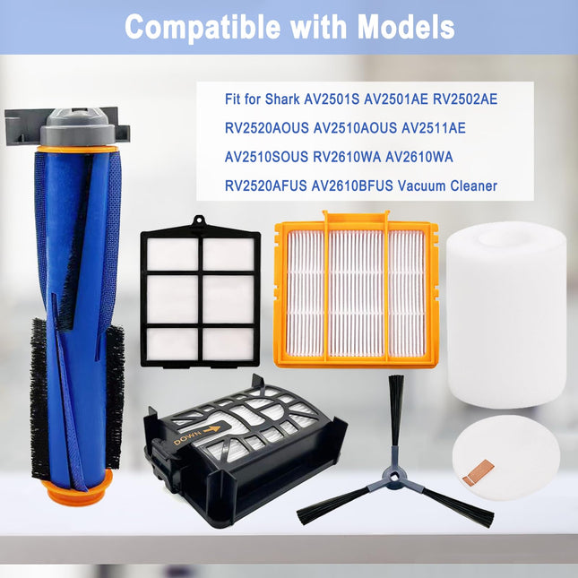 Av2501S Parts For Shark Ai Av2501S Av2501Ae Rv2502Ae Rv2610Wa Rv2610Wd Rv2520Aous Av2510Aous Av2511Ae Vacuum Cleaner With Main Brush,Filters,Foam Filters,Primary Filter,Side Brushes