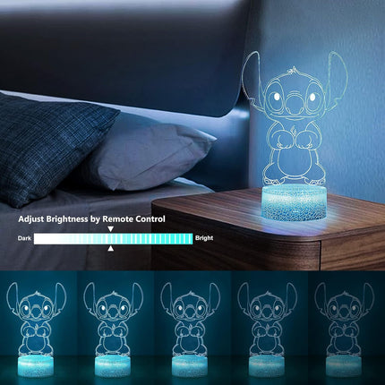 Hoofun 3D Illusion Stitch Night Light: Stitch s Light with Remote Control and Smart Touch, Stitch Stuff for Girls Room Decor Lamp Birthday Christmas s