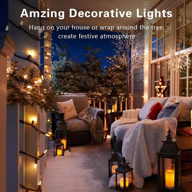 Woohaha Outdoor Christmas Lights,120V UL 2 Pack 13ft 50 Mini String Lights Connectable, Waterproof Fairy Lights for Garden Xmas Tree Wedding Wreath Party Decoration (Warmwhite 2 pcs)