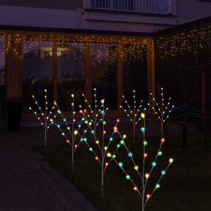 Retisee 2 Sets 8 Pcs Garden Christmas Solar Lights LED Twig Stake Lights Outdoor Decor Solar Firefly Christmas Tree Lights Outdoor 160 LED C6 Christmas Fairy Lights for Lawn Pathway Xmas Yard Stake