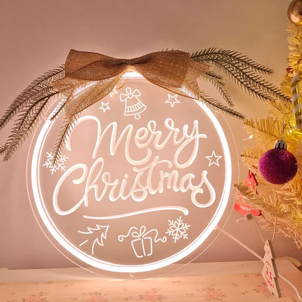 Britrio Merry Christmas Neon Light Signs LED Neon Wall 3D Art Decoration for Holiday Party Bedroom Business Store Window Home Decor Hanging Ornament Xmas Indoor 5V USB Powered 12” Warm White