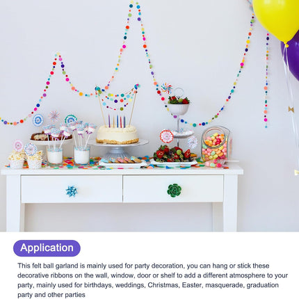 MECCANIXITY 3Pcs Felt Ball Garland Yellow Pom Pom Garland Handing Balls 7.55 Feet Long 20 Balls Party Banner Decor for Christmas Birthday Party Decoration