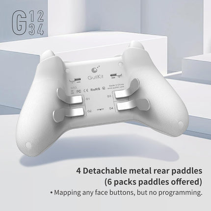 AKNES Guli Kit KK3 MAX Controller, Hall Joysticks&Triggers Controller for Switch/Android/iOS/Steam Deck, 4 Back Buttons, Maglev/Rotor/HD Vibration, Wired/Wiress with 1000Hz Polling Rate for Wins-Grey