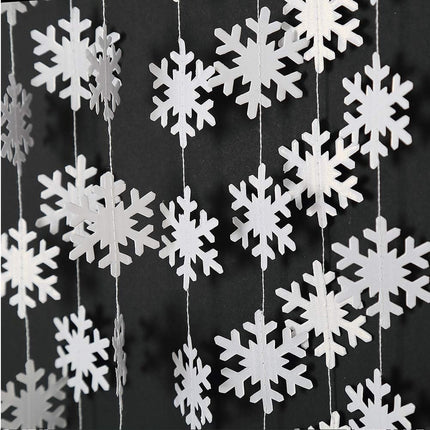 Cheerland Pearl White Snowflake Garland Kit Hanging Christmas Decorations Snowflakes Icy Tree Decor Streamer Bunting Banner for Winter Wonderland Party Birthday Wedding Year Baby Shower Home Decor