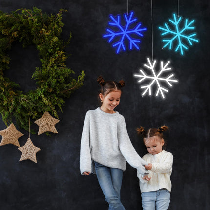 ROCEEI 3 Pcs Snowflake Neon Sign, Snowflake Neon LED Lights Winter Neon Lights USB Window Wall Bar Living Room Decor for Winter Christmas Party Holiday Night Bedroom s