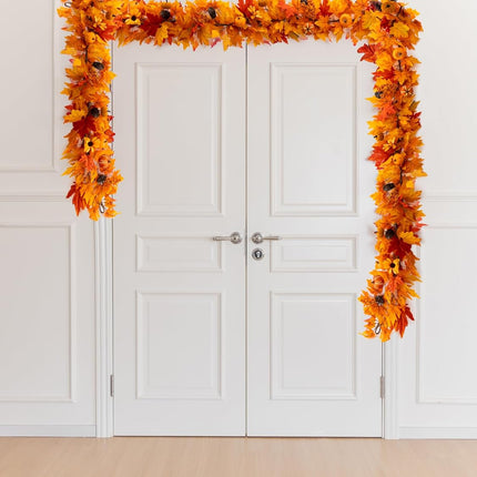 MISSPIN Fall Decor - Fall Garland - 6FT Autumn Maples Leaf Garland for Autumn Decor Hanging Vine Garland for Halloween Thanksgiving Decor Home Wedding Fireplace Party Christmas(Orange)