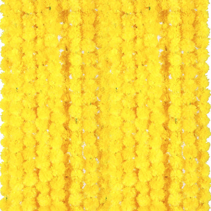 Giegxin 15 Pack Marigold Garland 5 ft Long Strands Day of Dead Faux Marigold Flowers Diwali Decor Artificial Marigold Flowers Indian Decor for Wedding, Christmas, Events(Yellow)