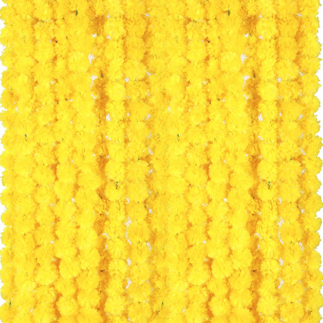 Giegxin 15 Pack Marigold Garland 5 ft Long Strands Day of Dead Faux Marigold Flowers Diwali Decor Artificial Marigold Flowers Indian Decor for Wedding, Christmas, Events(Yellow)