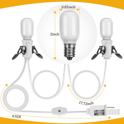 Accessory Cord with 3 LED Light, 8 Ft Halloween Christmas Village Cord Lights Bulb Accessories, Warm White LED Light Bulb for Halloween Blow Mold Light Replacement House Ceramic Trees(2 Pack)