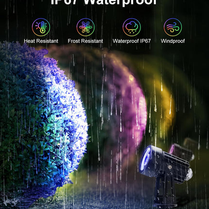 Color Changing Solar Powered Spot Lights Outdoor Waterproof Lanscape Spotlight Uplighting for Outside House, Yard, Tree, Garden, Patio, Flag, Lawn, Plant, 5 Modes RGB Accent Ambient Lighting (2-in-1)