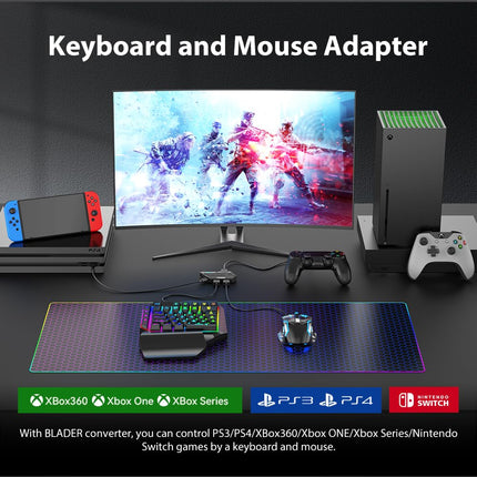 Game Controller Emulator for Xbox Series/Xbox One/Xbox 360/PS4/PS3/Nintendo Switch, Keyboard and Mouse Adapter for FPS/TPS/STG/RTS Games