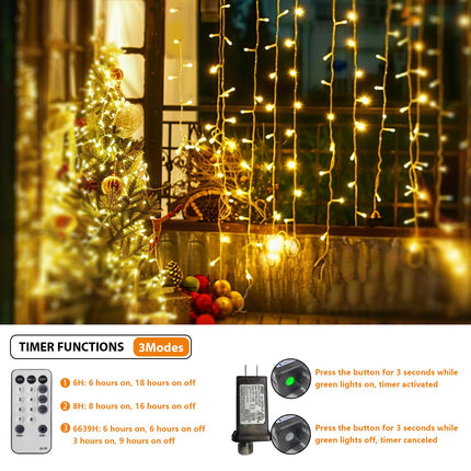 MEHOFOND 100ft 300 LED Christmas String Lights, 8 Lighting Modes Fariy LED String Lights, Timer Plug in Xmas Bday Wedding Party Decoration Outdoor Indoor Waterproof Holiday Garden Decor (Warm White)