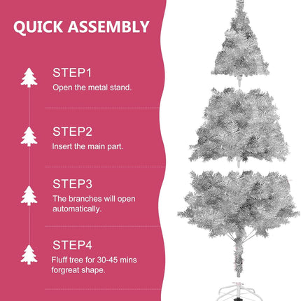 Arthas 6' Ft Tinsel Christmas Tree for Home Décor Xmas Holiday Seasonal Sparking Gorgeous Folding Artificial Christmas Tree (Silver)