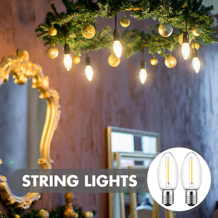 Retisee 100 Pcs C9 LED Light Bulbs Christmas Light Bulbs Waterproof Replacement Light Bulbs Replacement Bulbs for Outdoor String Lights, E17 Intermediate Base, 0.6W Equivalent to 6W, Warm White 2200k